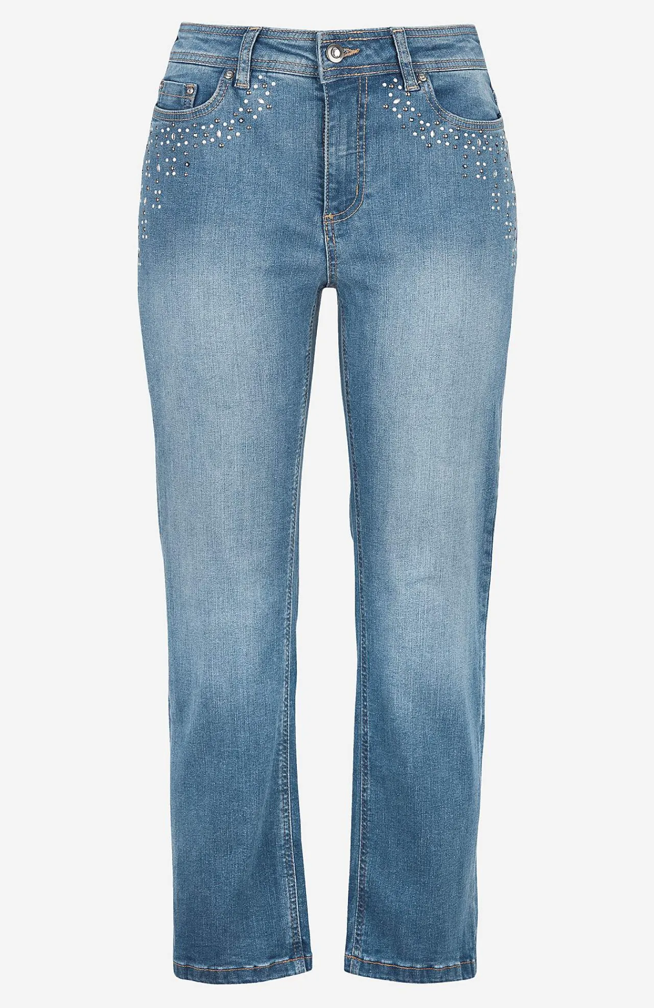 Best Ankeljeans med pärlor och strass Jeans|Jeansplagg
