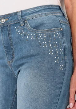 Best Ankeljeans med pärlor och strass Jeans|Jeansplagg