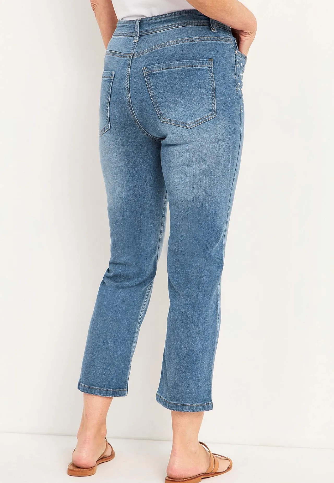 Best Ankeljeans med pärlor och strass Jeans|Jeansplagg