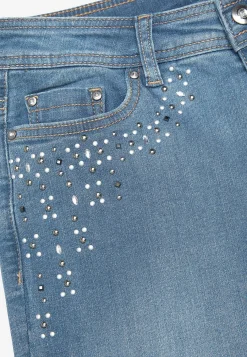 Best Ankeljeans med pärlor och strass Jeans|Jeansplagg
