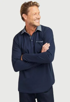 Bekväm långärmad tröja med krage T-Shirts & Pikétröjor|Tröjor & Hoodies
