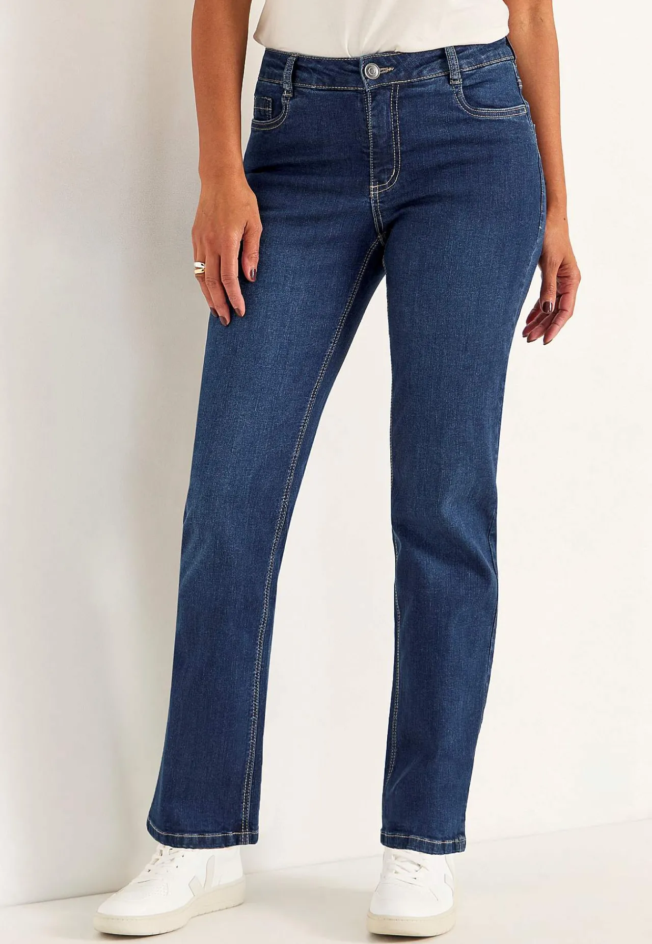 New Bekväma stretchjeans med rakt ben Jeans|Jeansplagg