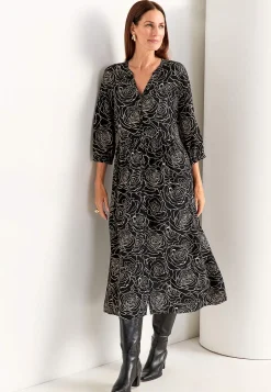 Best Blommönstrad klänning i viskos Klänningar & Kjolar|Plus Size