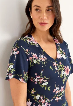 Discount Blommönstrad trikåklänning Klänningar & Kjolar|Plus Size