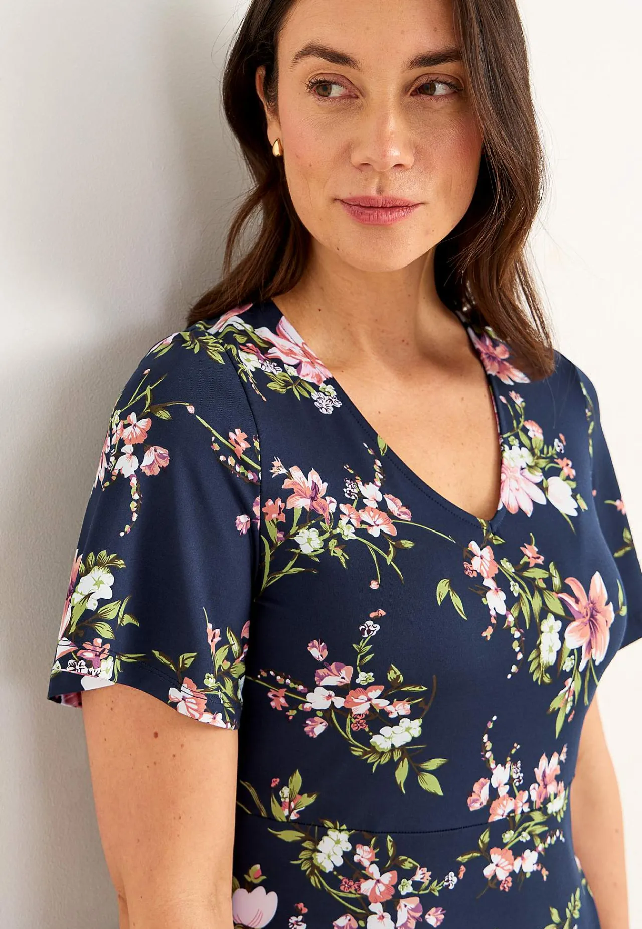 Discount Blommönstrad trikåklänning Klänningar & Kjolar|Plus Size