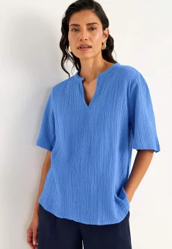Sale Blus i krinklad bomull Toppar & T-Shirts|Skjortor & Blusar