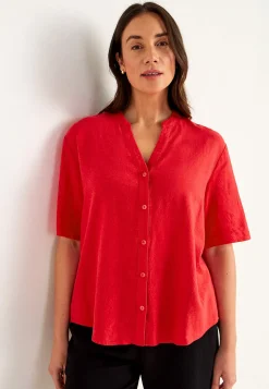 Hot Blus i linnemix Toppar & T-Shirts|Skjortor & Blusar