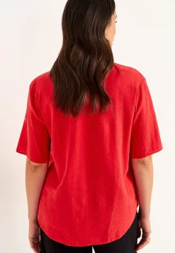 Hot Blus i linnemix Toppar & T-Shirts|Skjortor & Blusar