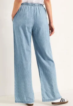 Online Byxa i denim med vida ben Byxor|Jeansplagg