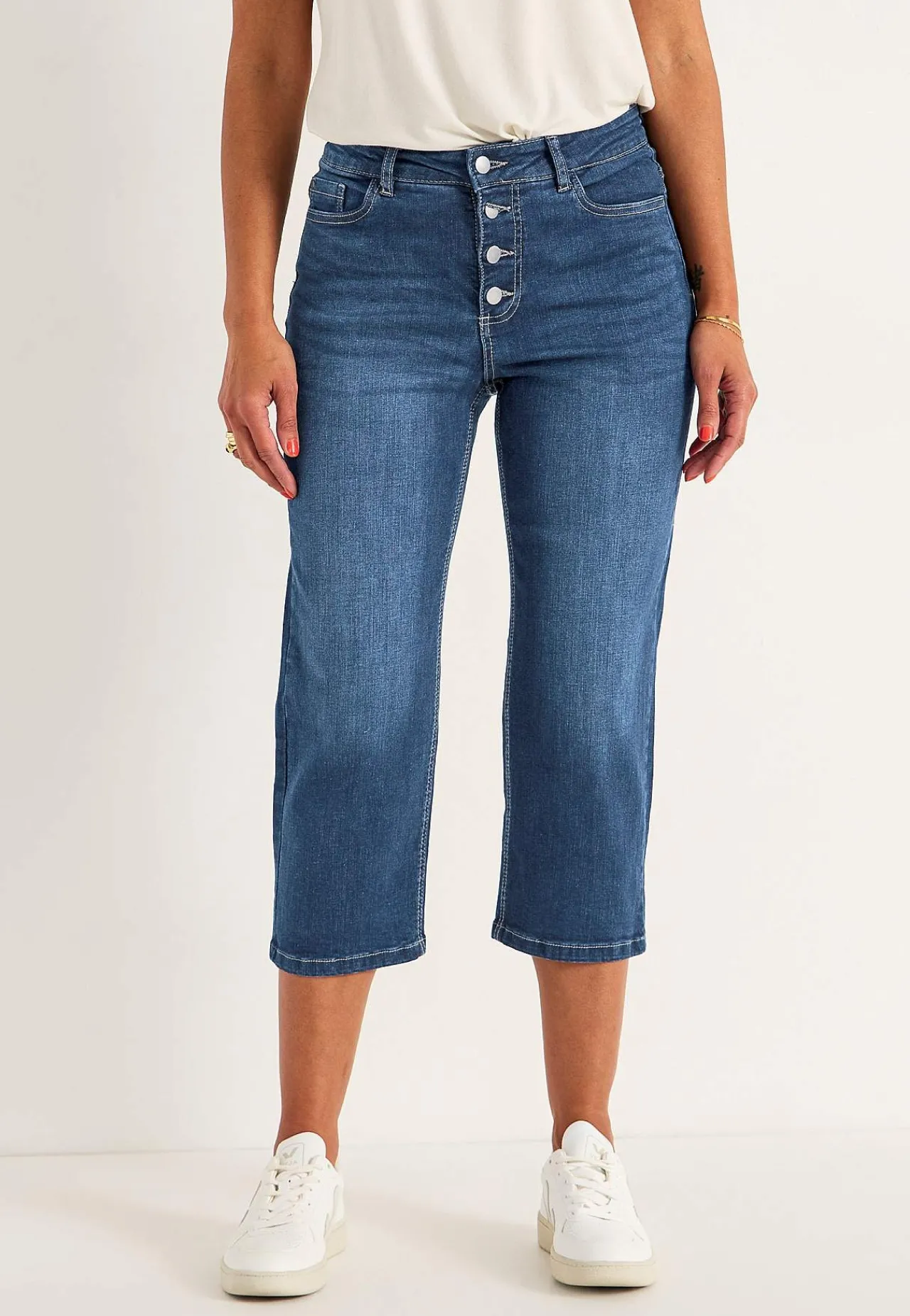 Discount Caprijeans med knappgylf Byxor|Jeans