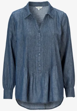 Denimblus med sydda veck Skjortor & Blusar|Jeansplagg