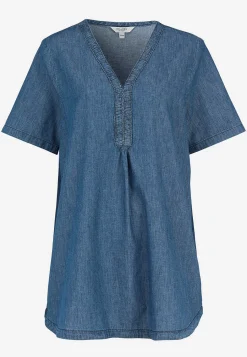Sale Denimtunika med dekorativ v-ringning Tunikor|Jeansplagg