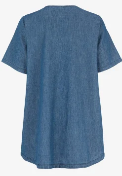 Sale Denimtunika med dekorativ v-ringning Tunikor|Jeansplagg