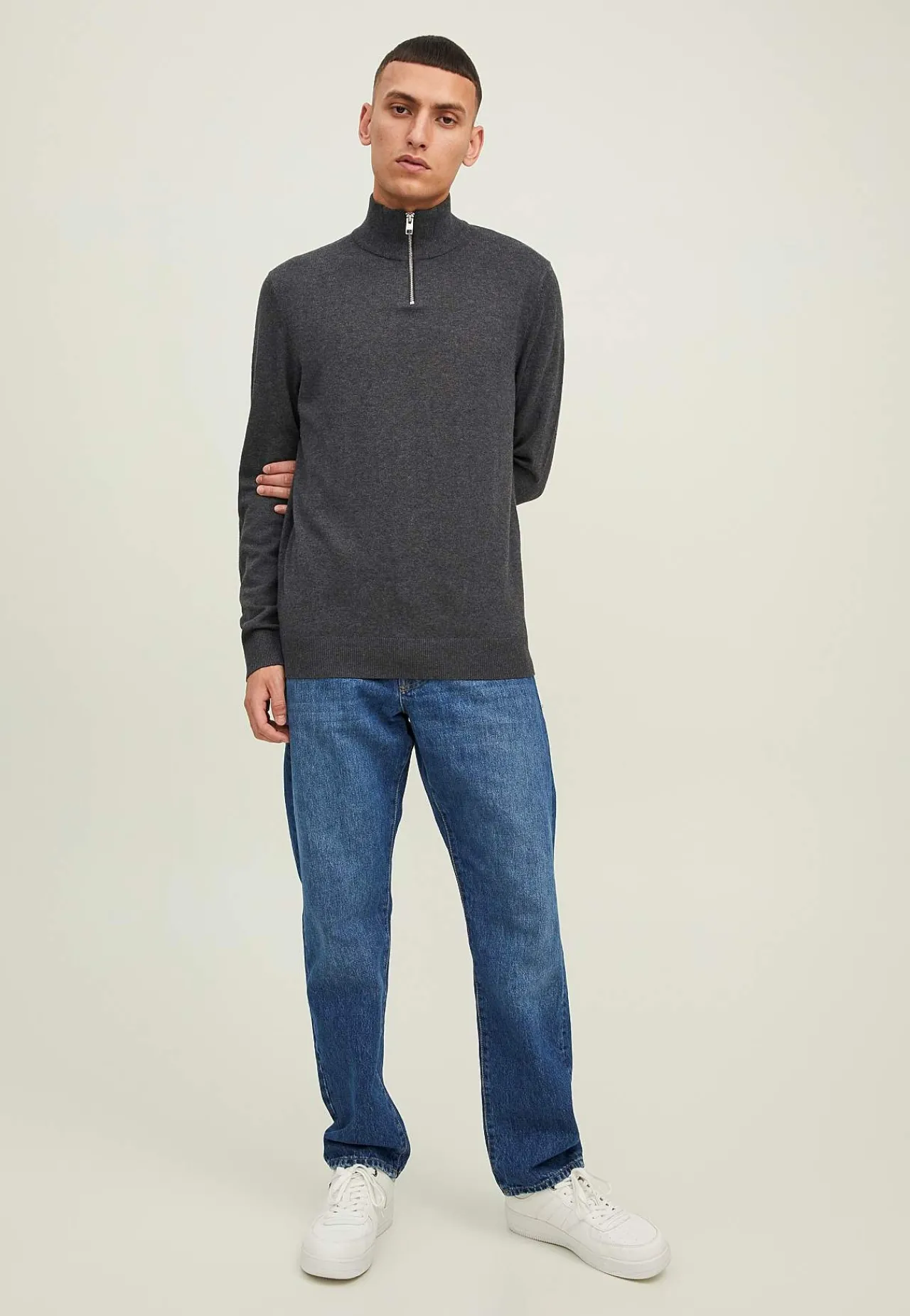 Online Finstickad tröja med dragkedja Tröjor & Hoodies