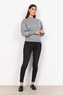 New Finstickad tröja med halvpolo Tröjor & Cardigans|Stickat