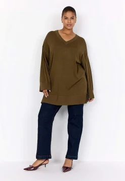 Outlet Finstickad tröja med v-ringning Tröjor & Cardigans|Stickat
