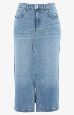 Discount Jeanskjol med slits fram Klänningar & Kjolar|Jeansplagg