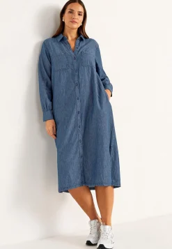 Clearance Jeansklänning med sidofickor Klänningar & Kjolar|Jeansplagg