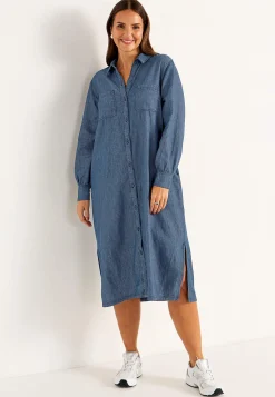 Clearance Jeansklänning med sidofickor Klänningar & Kjolar|Jeansplagg