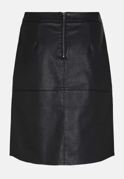 Discount Kjol med fickor och skinnimitation Klänningar & Kjolar
