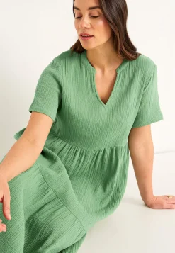 New Klänning i krinklad bomull Klänningar & Kjolar|Plus Size