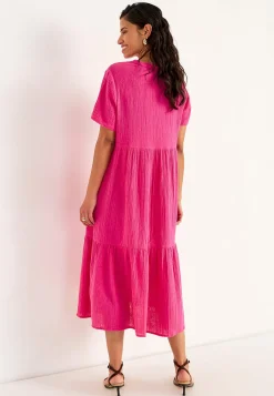Clearance Klänning i krinklad bomull Klänningar & Kjolar|Plus Size