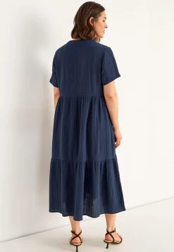 Klänning i krinklad bomull Klänningar & Kjolar|Plus Size