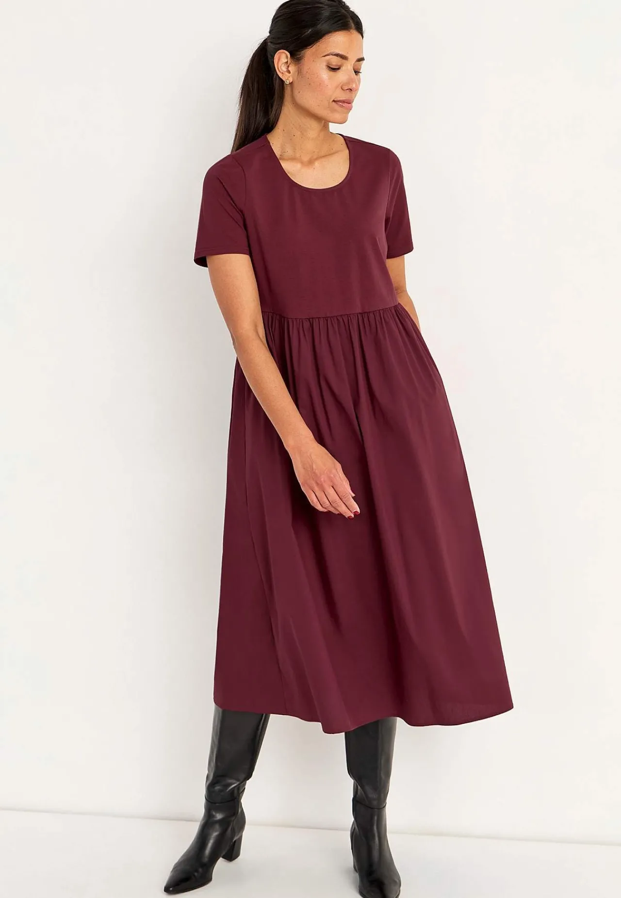Discount Klänning i poplin och trikå Klänningar & Kjolar|Plus Size