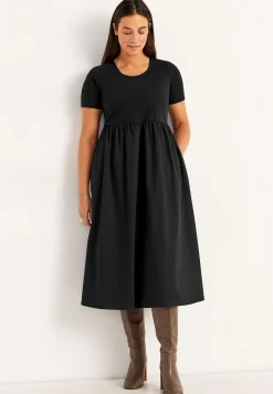 New Klänning i poplin och trikå Klänningar & Kjolar|Plus Size