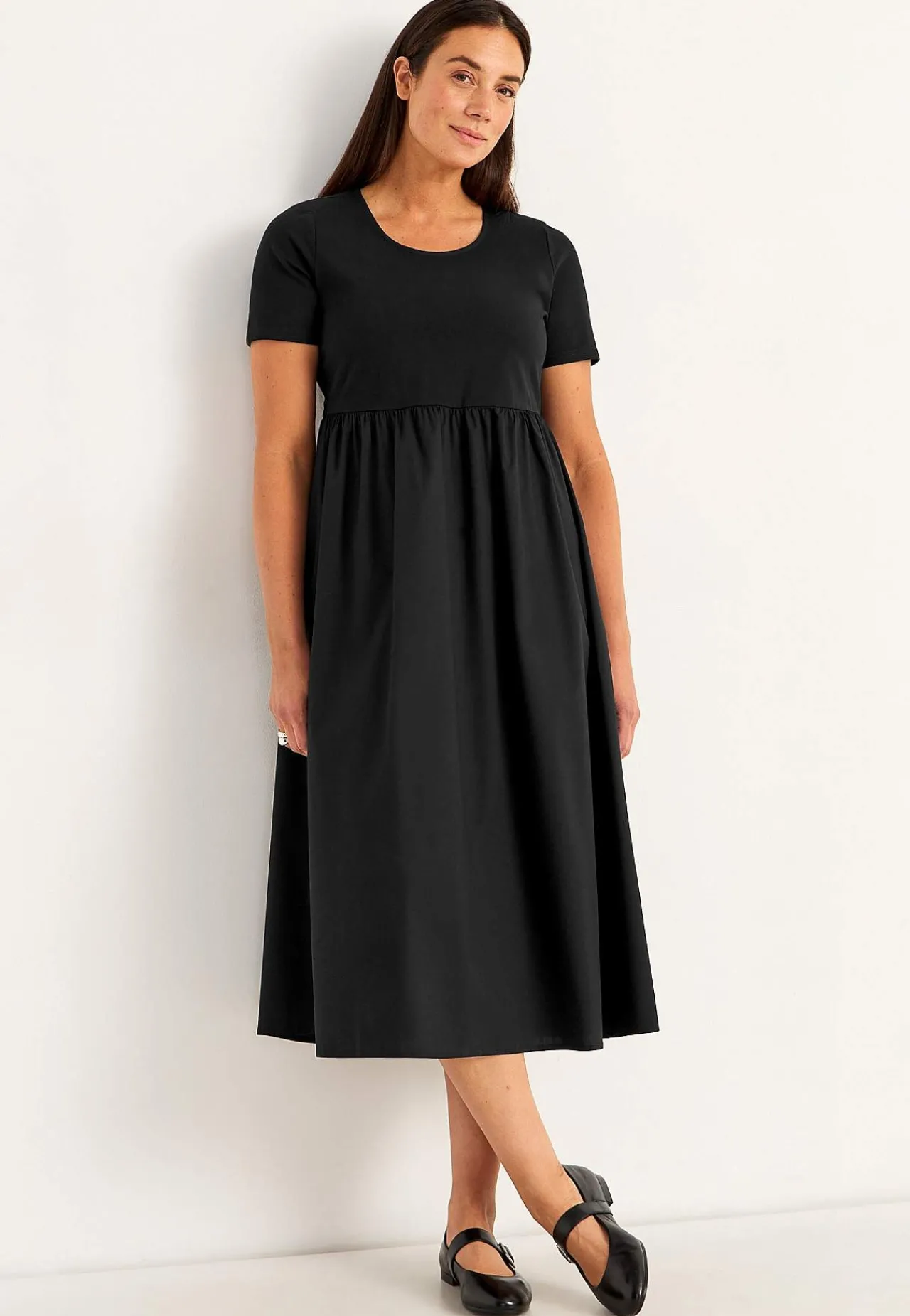 New Klänning i poplin och trikå Klänningar & Kjolar|Plus Size