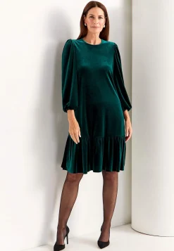 Clearance Klänning i velour med volang Klänningar & Kjolar|Festkläder