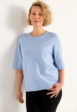 Hot Kortärmad finstickad tröja Tröjor & Cardigans|Stickat