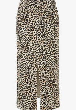 Clearance Lång, leopardmönstrad twillkjol Klänningar & Kjolar