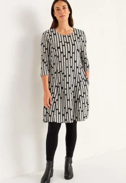 Discount Mönstrad trikåklänning med fickor Klänningar & Kjolar|Plus Size