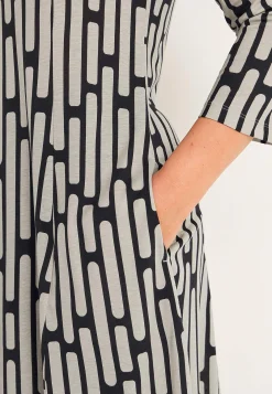 Discount Mönstrad trikåklänning med fickor Klänningar & Kjolar|Plus Size