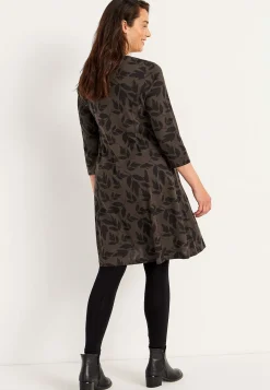 Clearance Mönstrad trikåklänning med fickor Klänningar & Kjolar|Plus Size