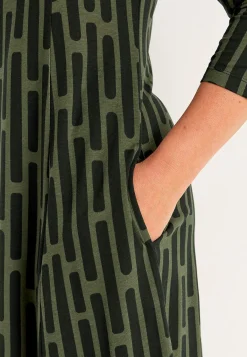 Sale Mönstrad trikåklänning med fickor Klänningar & Kjolar|Plus Size