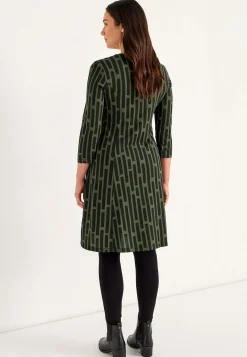Sale Mönstrad trikåklänning med fickor Klänningar & Kjolar|Plus Size