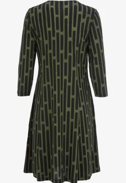 Sale Mönstrad trikåklänning med fickor Klänningar & Kjolar|Plus Size