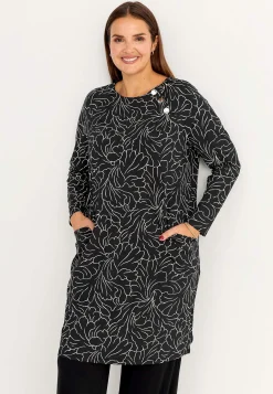 Online Mönstrad trikåklänning med fickor Klänningar & Kjolar|Plus Size