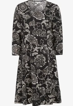 Online Mönstrad trikåklänning med fickor Plus Size