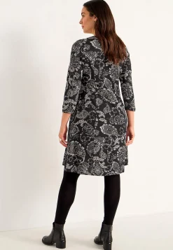 Online Mönstrad trikåklänning med fickor Plus Size