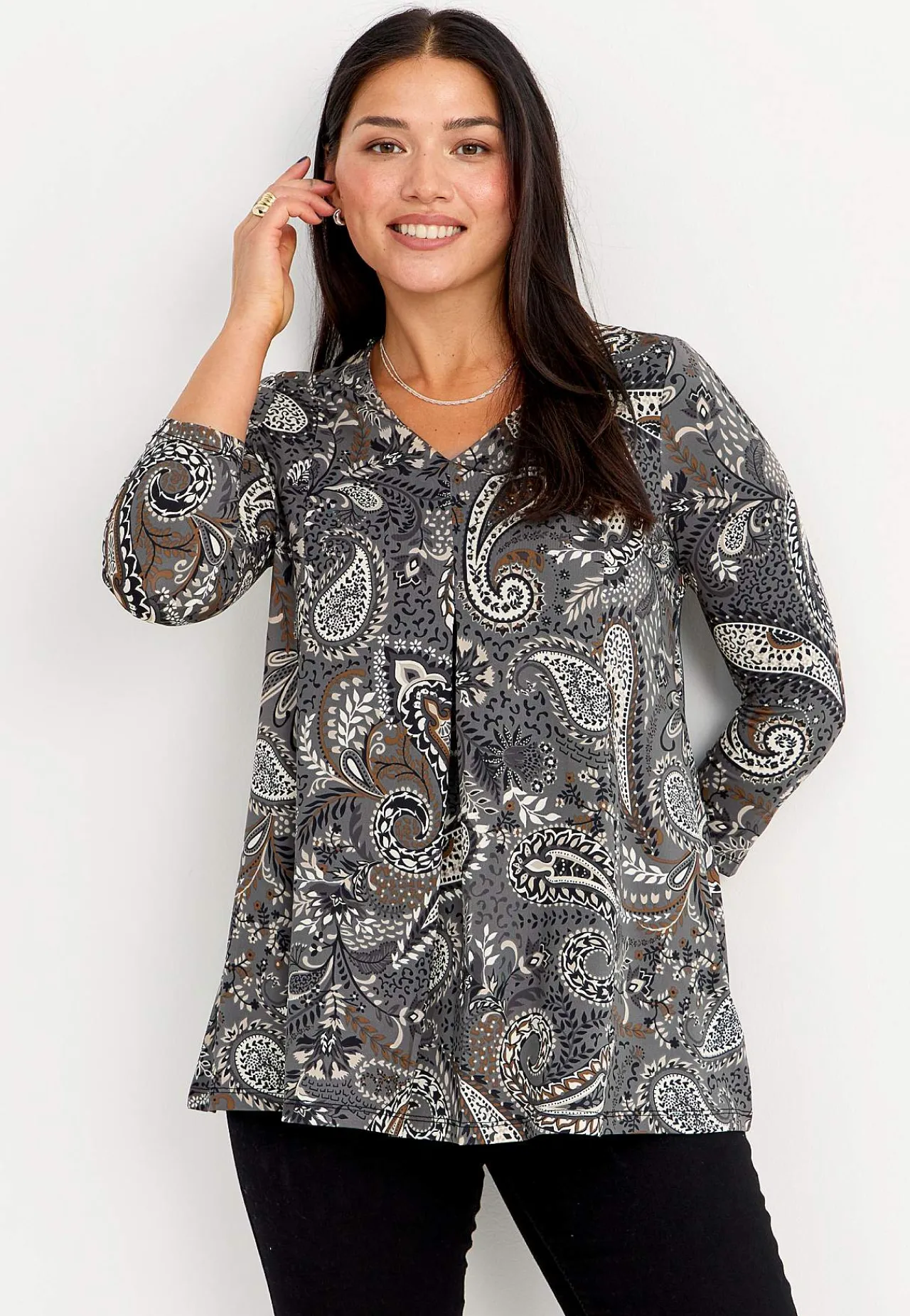 Clearance Mönstrad trikåtunika Tunikor|Plus Size