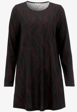 Online Mönstrad trikåtunika med fickor Tröjor & Cardigans|Tunikor
