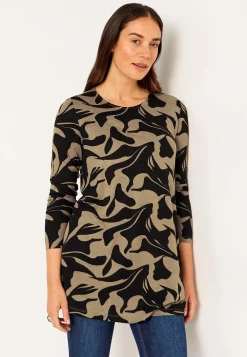 New Mönstrad trikåtunika med fickor Tunikor|Plus Size