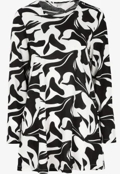 New Mönstrad trikåtunika med fickor Tunikor|Plus Size