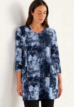 Online Mönstrad trikåtunika med fickor Tunikor|Plus Size