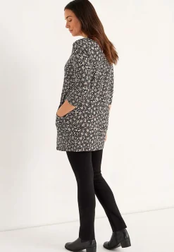 New Mönstrad trikåtunika med fickor Tunikor|Plus Size