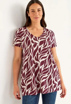 Outlet Mönstrad trikåtunika med fickor Tunikor|Plus Size