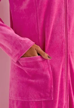 Outlet Morgonrock i velour Wilma Basplagg|Plus Size